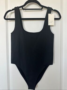 a new day Black Scoop Neck Bodysuit with Wide Straps